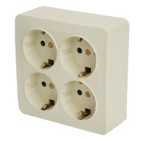 Розетка 4-местная с/з открытой установки, квадрат, STEKKER, 250В, 16А, IP20, серия София, слоновая кость, MST16-14S-04 49509 Розетка 4-местная с/з открытой установки, квадрат, STEKKER, 250В, 16А, IP20, серия София, слоновая кость, MST16-14S-04 49509