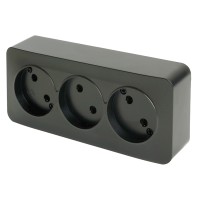 Розетка 3-местная б/з открытой установки, STEKKER, 250В, 10А, IP20, серия София, черный матовый, MST10-13-05 49500 Розетка 3-местная б/з открытой установки, STEKKER, 250В, 10А, IP20, серия София, черный матовый, MST10-13-05 49500