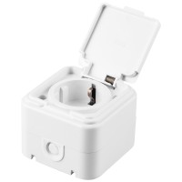 Розетка 1-местная с/з, с крышкой, STEKKER, PST16-21-44 (RA 16-211-Б), пластик АВС, 250В, 16А, IP44, белая (RA 16-211-Б) 32740