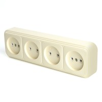 Розетка 4-местная б/з STEKKER, PST16-60-20 (RA 16-464-БЖ), пластик АВС, 250В, 16А, IP20, слоновая кость 49053 Розетка 4-местная б/з STEKKER, PST16-60-20 (RA 16-464-БЖ), пластик АВС, 250В, 16А, IP20, слоновая кость 49053