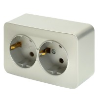 Розетка 2-местная с/з открытой установки, STEKKER, 250В, 16А, IP20, серия София, серебро, MST16-12-03 49328 Розетка 2-местная с/з открытой установки, STEKKER, 250В, 16А, IP20, серия София, серебро, MST16-12-03 49328