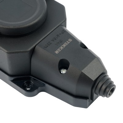 Розетка переносная 2-местная c/з STEKKER,RST16-2-44, 250В, 16А, IP44, черный 50805