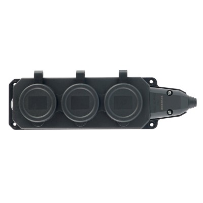 Розетка переносная 3-местная c/з STEKKER,RST16-3-44, 250В, 16А, IP44, черный 50806