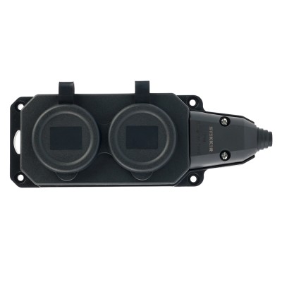 Розетка переносная 2-местная c/з STEKKER,RST16-2-44, 250В, 16А, IP44, черный 50805