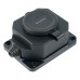 Розетка переносная 1-местная c/з STEKKER, RST16-1-44, 250В, 16А, IP44, черный 50804