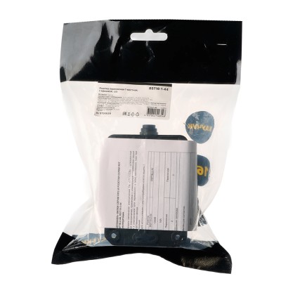 Розетка переносная 1-местная c/з STEKKER, RST16-1-44, 250В, 16А, IP44, черный 50804