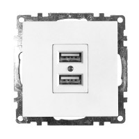 Розетка USB 2-местная (механизм), STEKKER GLS10-7115-01, 250B, 2,4А, серия Катрин, белый 39308 Розетка USB 2-местная (механизм), STEKKER GLS10-7115-01, 250B, 2,4А, серия Катрин, белый 39308