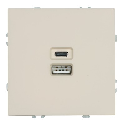 Розетка 2-местная USB + Type C (механизм), STEKKER, 250В, 20W, серия Эмили, RST10-5115-08, кашемир, soft touch 49905