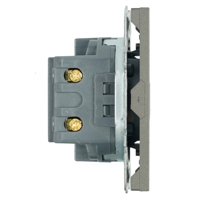 Розетка 2-местная USB + Type C (механизм), STEKKER, 250В, 20W, серия Эмили, RST10-5115-09, антрацит, soft touch 49931