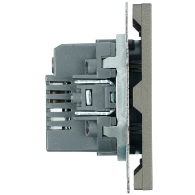 Розетка 2-местная USB + Type C (механизм), STEKKER, 250В, 20W, серия Эмили, RST10-5115-09, антрацит, soft touch 49931