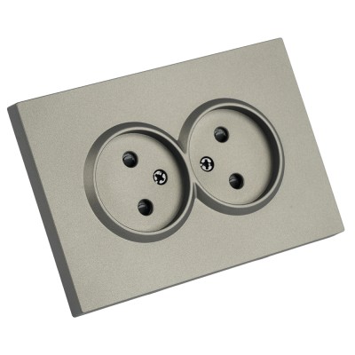 Розетка 2-местная с защитной шторкой, STEKKER, б/з, 250В, 16А, серия Эмили, RST10-5116-09, антрацит, soft touch 49929