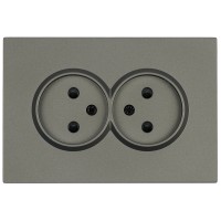 Розетка 2-местная с защитной шторкой, STEKKER, б/з, 250В, 16А, серия Эмили, RST10-5116-09, антрацит, soft touch 49929