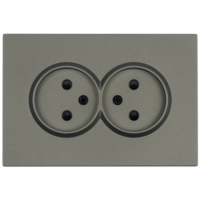 Розетка 2-местная с защитной шторкой, STEKKER, б/з, 250В, 16А, серия Эмили, RST10-5116-09, антрацит, soft touch 49929