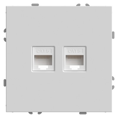 Розетка компьютерная 2-местная RJ-45 (механизм), STEKKER, серия Эмили, RST00-5111-01, белый фарфор, soft touch 49874