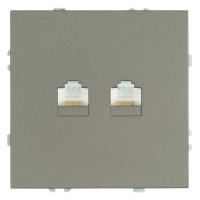 Розетка компьютерная 2-местная RJ-45 (механизм), STEKKER, серия Эмили, RST00-5111-09, антрацит, soft touch 49926