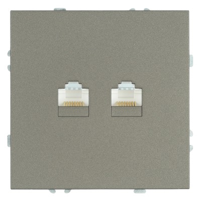 Розетка компьютерная 2-местная RJ-45 (механизм), STEKKER, серия Эмили, RST00-5111-09, антрацит, soft touch 49926