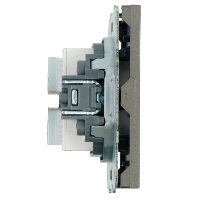 Розетка компьютерная 2-местная RJ-45 (механизм), STEKKER, серия Эмили, RST00-5111-09, антрацит, soft touch 49926