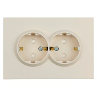 Розетка 2-местная с защитной шторкой, STEKKER, с/з, 250В, 16А, серия Эмили, RST16-5114-08, кашемир, soft touch 49908