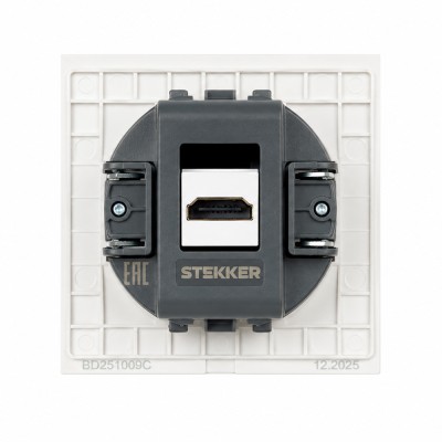 Розетка HDMI 2.0 Type A (механизм), STEKKER серия Мия, RST00-3118-01, белая магнолия 50827