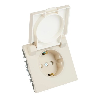 Розетка 1-местная с крышкой с защ. штор, STEKKER, с/з, 250В, 16А, серия Эмили, RST16-5112-08, кашемир, soft touch 49907