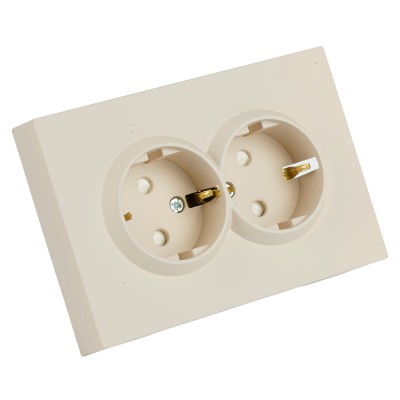 Розетка 2-местная с защитной шторкой, STEKKER, с/з, 250В, 16А, серия Эмили, RST16-5114-08, кашемир, soft touch 49908