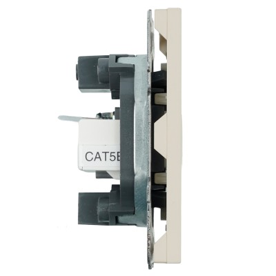 Розетка TV + компьютерная RJ-45 (механизм), STEKKER, серия Эмили, RST00-5106-08, кашемир, soft touch 49898