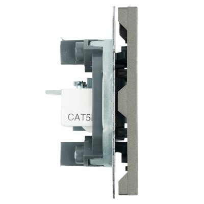 Розетка TV + компьютерная RJ-45 (механизм), STEKKER, серия Эмили, RST00-5106-09, антрацит, soft touch 49924