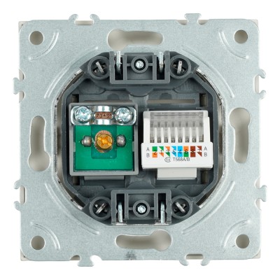 Розетка TV + компьютерная RJ-45 (механизм), STEKKER, серия Эмили, RST00-5106-08, кашемир, soft touch 49898