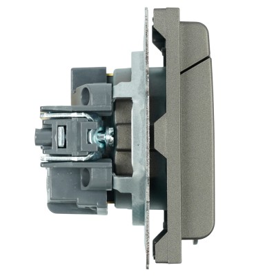 Розетка 1-местная с крышкой с защ. штор, STEKKER, с/з, 250В, 16А, серия Эмили, RST16-5112-09, антрацит, soft touch 49933