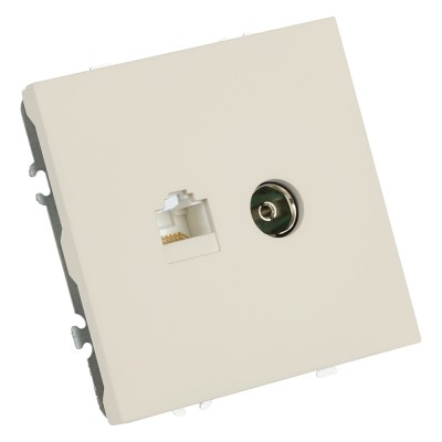 Розетка TV + компьютерная RJ-45 (механизм), STEKKER, серия Эмили, RST00-5106-08, кашемир, soft touch 49898