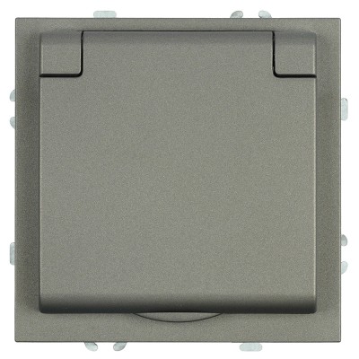 Розетка 1-местная с крышкой с защ. штор, STEKKER, с/з, 250В, 16А, серия Эмили, RST16-5112-09, антрацит, soft touch 49933