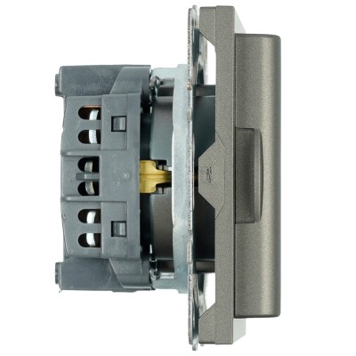 Розетка 1-местная с крышкой с защ. штор, STEKKER, с/з, 250В, 16А, серия Эмили, RST16-5112-09, антрацит, soft touch 49933