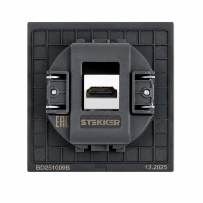 Розетка HDMI 2.0 Type A (механизм), STEKKER, серия Мия, RST00-3118-05, черный бархат 50828