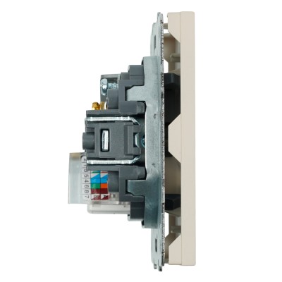 Розетка TV + компьютерная RJ-45 (механизм), STEKKER, серия Эмили, RST00-5106-08, кашемир, soft touch 49898