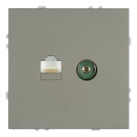 Розетка TV + компьютерная RJ-45 (механизм), STEKKER, серия Эмили, RST00-5106-09, антрацит, soft touch 49924