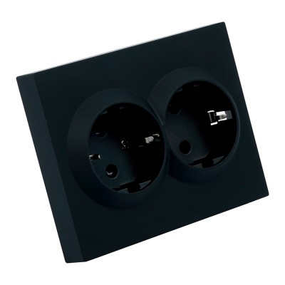 Розетка 2-местная с защитной шторкой (механизм), STEKKER, б/з, 250В, 16А, серия Мия, RST16-3109-01, белая магнолия 50917