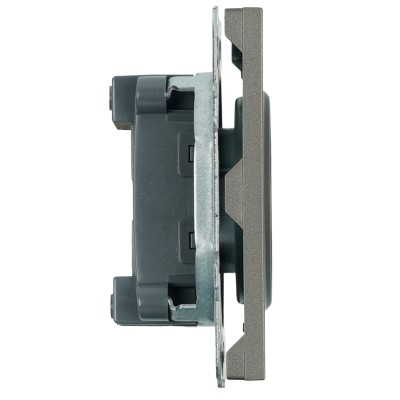 Розетка 1-местная с защитной шторкой (механизм), STEKKER, б/з, 250В, 16А, серия Эмили, RST16-5109-09, антрацит, soft touch 49928