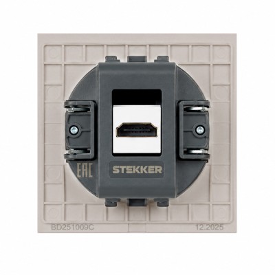 Розетка HDMI 2.0 Type A (механизм), STEKKER, серия Мия, RST00-3118-08, пудровый жемчуг 50829