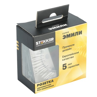 Розетка 1-местная с защитной шторкой (механизм), STEKKER, б/з, 250В, 16А, серия Эмили, RST16-5109-09, антрацит, soft touch 49928