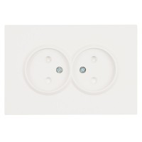 Розетка 2-местная с з/ш, б/з, СЗК, STEKKER, 250В, 16А, серия Эмили, RST16-5116-01ZK, белый фарфор, soft touch 50237