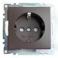 Розетка 1-местная с/з (механизм), STEKKER GLS16-7110-04, 250В, 16А с защитной шторкой, серия Катрин, шоколад 49028 Розетка 1-местная с/з (механизм), STEKKER GLS16-7110-04, 250В, 16А с защитной шторкой, серия Катрин, шоколад 49028