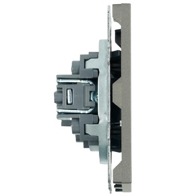 Розетка HDMI 2.0 Type A (механизм), STEKKER, серия Эмили, RST00-5118-09, антрацит, soft touch 50168