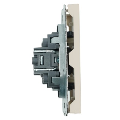 Розетка телевизионная 1-местная (механизм), STEKKER, 75 Ом, 5-862МГц, серия Эмили, RST00-5108-08, кашемир, soft touch 49901