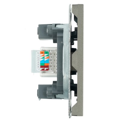 Розетка компьютерная 1-местная RJ-45 (механизм), STEKKER, серия Эмили, RST00-5117-09, антрацит, soft touch 49925