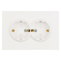 Розетка 2-местная с з/ш, с/з, СЗК, STEKKER, 250В, 16А, серия Эмили, RST16-5114-01ZK, белый фарфор, soft touch 50236