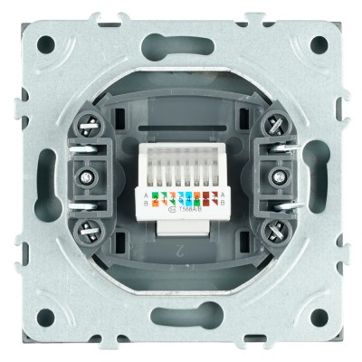 Розетка компьютерная 1-местная RJ-45 (механизм), STEKKER, серия Эмили, RST00-5117-09, антрацит, soft touch 49925