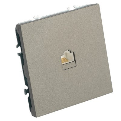 Розетка компьютерная 1-местная RJ-45 (механизм), STEKKER, серия Эмили, RST00-5117-09, антрацит, soft touch 49925