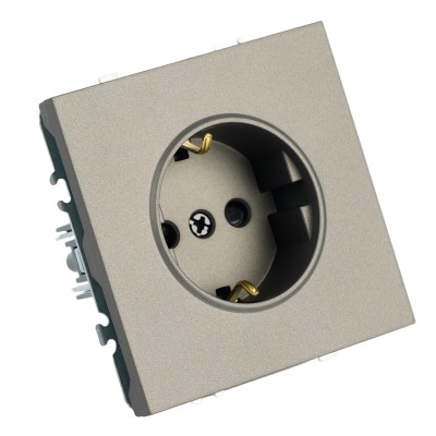 Розетка 1-местная с защитной шторкой с/з (механизм), STEKKER, 250В, 16А, серия Эмили, RST16-5110-09, антрацит, soft touch 49932