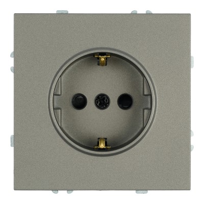 Розетка 1-местная с защитной шторкой с/з (механизм), STEKKER, 250В, 16А, серия Эмили, RST16-5110-09, антрацит, soft touch 49932