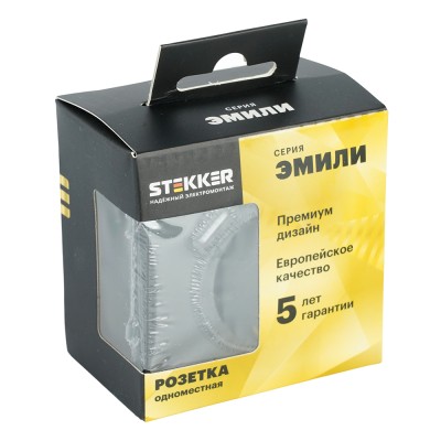 Розетка 1-местная з/ш с/з 16А + USB + Type C (механизм), Stekker, 250В, 20W, серия Эмили, черный уголь, soft-touch, RST16-5119-05 50218